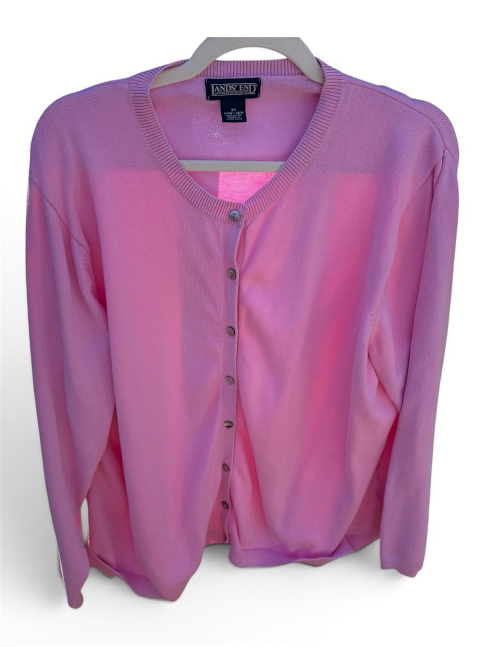Lands’ End Pink Button Front Cardigan Sweater Women’s 3X Plus Size